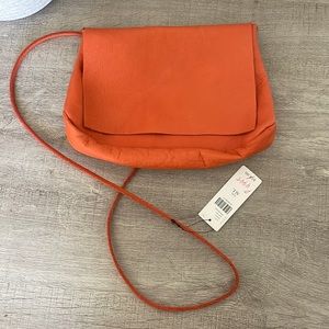 New Anthropologie orange leather crossbody bag